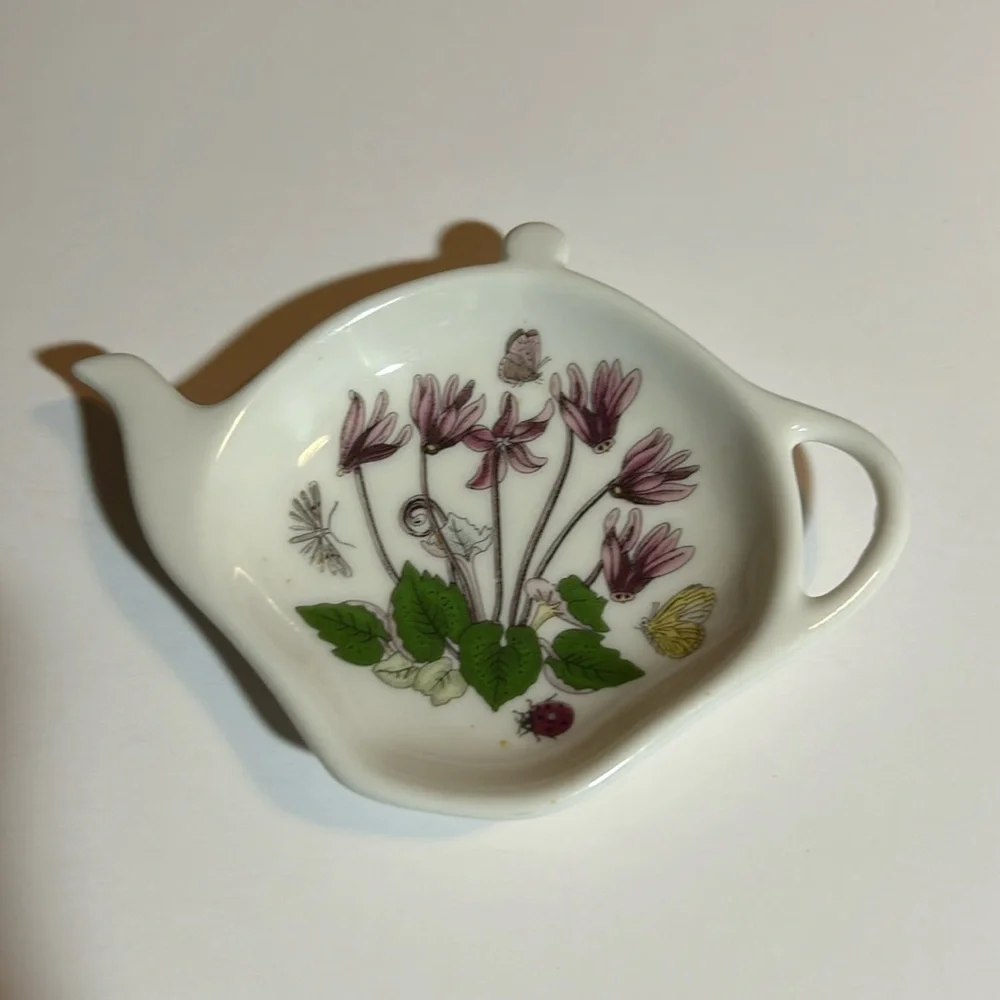 Portmeirion Botanic Garden Teapot Tea Bag Holder Spoon Rest. Forget-me-not
